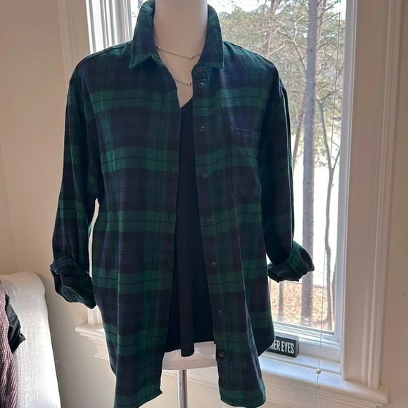 GAP Tops - GAP Black watch Plaid Flannel Tunic, Size Medium, EEUC